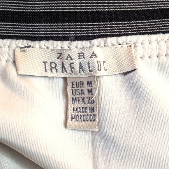 Zara Trafaluc Black and White Palm Print Elastic Waist Midi Skirt Size M - Picture 3 of 3